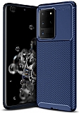 Eiroo Rugged Carbon Samsung Galaxy Note 20 Ultra Lacivert Silikon Klf