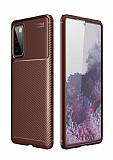 Eiroo Rugged Carbon Samsung Galaxy S20 FE Kahverengi Silikon Klf