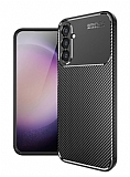 Eiroo Rugged Carbon Samsung Galaxy S24 Siyah Silikon Klf