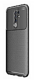 Eiroo Rugged Carbon Xiaomi Redmi 9 Siyah Silikon Klf