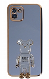 Eiroo Samsung Galaxy A03 Baby Bear Standl Mavi Silikon Klf