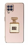 Eiroo Samsung Galaxy A12 Aynal Parfm Standl Pembe Silikon Klf
