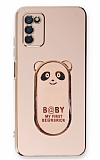 Eiroo Samsung Galaxy A03s Baby Panda Standl Pembe Silikon Klf