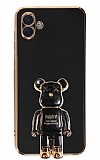 Eiroo Samsung Galaxy A04 Baby Bear Standl Siyah Silikon Klf