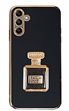 Eiroo Samsung Galaxy A04s Aynal Parfm Standl Siyah Silikon Klf