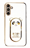Eiroo Samsung Galaxy A04s Baby Panda Standl Beyaz Silikon Klf