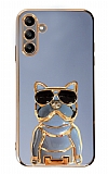 Eiroo Samsung Galaxy A04s Bulldog Standl Mavi Silikon Klf