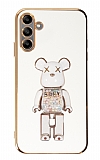 Eiroo Samsung Galaxy A04s Candy Bear Standl Beyaz Silikon Klf