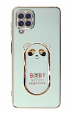 Eiroo Samsung Galaxy A12 Baby Panda Standl Yeil Silikon Klf