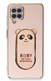 Eiroo Samsung Galaxy A12 Baby Panda Standl Pembe Silikon Klf