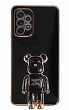 Eiroo Samsung Galaxy A32 4G Baby Bear Standl Siyah Silikon Klf