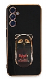 Eiroo Samsung Galaxy A24 4G Baby Panda Standl Siyah Silikon Klf