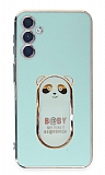 Eiroo Samsung Galaxy A24 4G Baby Panda Standl Yeil Silikon Klf