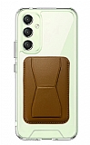 Eiroo Samsung Galaxy A24 4G Kahverengi Kartlkl Standl Ultra Koruma Klf