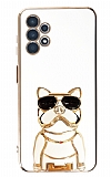 Eiroo Samsung Galaxy A33 5G Bulldog Standl Beyaz Silikon Klf