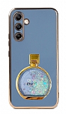 Eiroo Samsung Galaxy A34 Parfm iesi Standl Mavi Silikon Klf