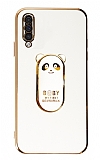 Eiroo Samsung Galaxy A50 Baby Panda Standl Beyaz Silikon Klf