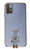 Eiroo Samsung Galaxy A51 Baby Bear Standl Mavi Silikon Klf