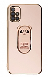 Eiroo Samsung Galaxy A51 Baby Panda Standl Pembe Silikon Klf