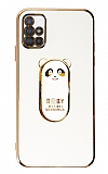 Eiroo Samsung Galaxy A51 Baby Panda Standl Beyaz Silikon Klf
