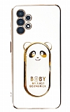 Eiroo Samsung Galaxy A52 5G Baby Panda Standl Beyaz Silikon Klf