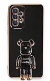 Eiroo Samsung Galaxy A73 Baby Bear Standl Siyah Silikon Klf