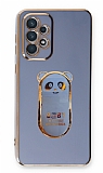 Eiroo Samsung Galaxy A72 5G Baby Panda Standl Mavi Silikon Klf