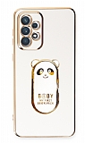 Eiroo Samsung Galaxy A72 5G Baby Panda Standl Beyaz Silikon Klf