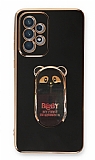 Eiroo Samsung Galaxy A72 5G Baby Panda Standl Siyah Silikon Klf