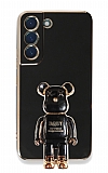 Eiroo Samsung Galaxy S22 Plus 5G Baby Bear Standl Siyah Silikon Klf