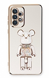 Eiroo Samsung Galaxy A73 Candy Bear Standl Beyaz Silikon Klf