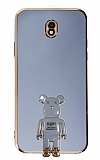 Eiroo Samsung Galaxy J7 Pro 2017 Baby Bear Standl Mavi Silikon Klf