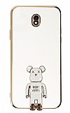 Eiroo Samsung Galaxy J7 Pro 2017 Baby Bear Standl Beyaz Silikon Klf