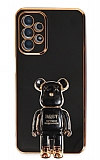 Eiroo Samsung Galaxy A23 Baby Bear Standl Siyah Silikon Klf
