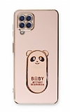Eiroo Samsung Galaxy M12 Baby Panda Standl Pembe Silikon Klf