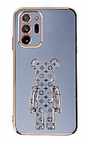 Eiroo Samsung Galaxy Note 20 Ultra Bearbrick Standl Mavi Silikon Klf