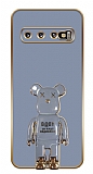 Eiroo Samsung Galaxy S10 Baby Bear Standl Mavi Silikon Klf
