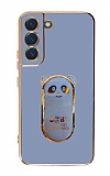 Eiroo Samsung Galaxy S21 FE 5G Baby Panda Standl Mavi Silikon Klf