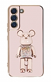 Eiroo Samsung Galaxy S21 FE 5G Candy Bear Standl Pembe Silikon Klf