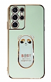 Eiroo Samsung Galaxy S21 Ultra Baby Panda Standl Yeil Silikon Klf