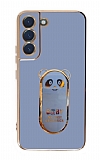 Eiroo Samsung Galaxy S22 5G Baby Panda Standl Mavi Silikon Klf