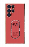 Eiroo Samsung Galaxy S22 Ultra 5G Baby Panda Standl Krmz Silikon Klf