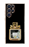 Eiroo Samsung Galaxy S22 Ultra Tal Parfm Standl Siyah Silikon Klf