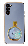Eiroo Samsung Galaxy S23 Parfm iesi Standl Mavi Silikon Klf