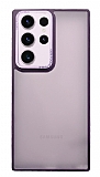 Eiroo Samsung Galaxy S23 Ultra Buzlu Silikon Mor Kenarl Rubber Klf
