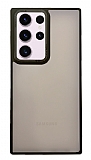 Eiroo Samsung Galaxy S23 Ultra Buzlu Siyah Silikon Kenarl Rubber Klf