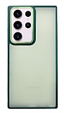 Eiroo Samsung Galaxy S23 Ultra Buzlu Silikon Yeil Kenarl Rubber Klf