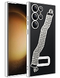 Eiroo Samsung Galaxy S23 Ultra Su Yolu Zincirli Silver Silikon Klf