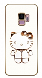 Eiroo Samsung Galaxy S9 Kitty Standl Kamera Korumal Beyaz Silikon Klf