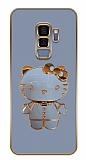 Eiroo Samsung Galaxy S9 Plus Kitty Standl Kamera Korumal Mavi Silikon Klf